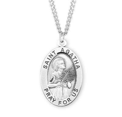 Sterling Silver Oval Shaped St. Agatha Medal
