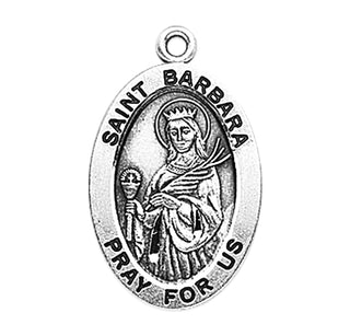 Sterling Silver Oval Shaped St. Barbara Medal