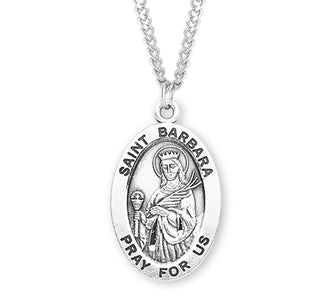 Sterling Silver Oval Shaped Saint Barbara Medal