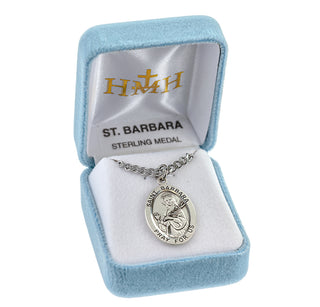 Sterling Silver Oval Shaped St. Barbara Medal