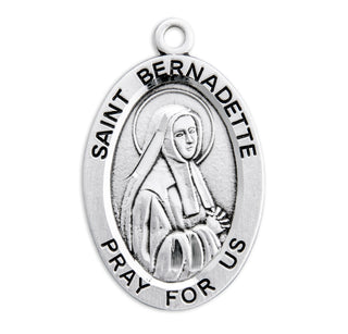 Sterling Silver Oval Shaped St. Bernadette Medal
