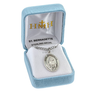 Sterling Silver Oval Shaped St. Bernadette Medal