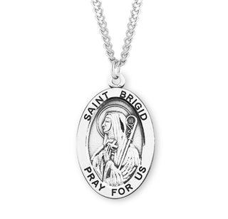 Sterling Silver Oval Shaped Saint Brigid Medal