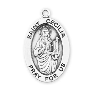 Sterling Silver Oval Shaped St. Cecilia Medal