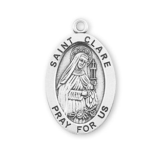 Sterling Silver Oval Shaped St. Clare Medal
