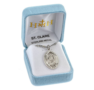 Sterling Silver Oval Shaped St. Clare Medal