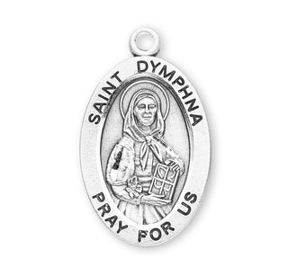 Sterling Silver Oval Shaped St. Dymphna Medal