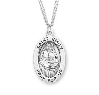 Sterling Silver Oval Shaped Saint Emily Medal