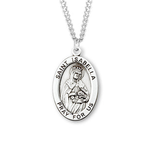 Sterling Silver Oval Shaped Saint Isabella Medal