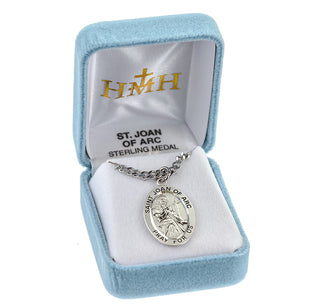 Sterling Silver Oval Shaped St. Joan of Arc Medal