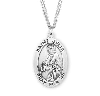 Sterling Silver Oval Shaped Saint Julia Medal