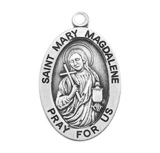 Sterling Silver Oval Shaped St. Mary Magdalene Medal