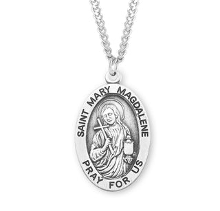 Sterling Silver Oval Shaped Saint Mary Magdalene Medal