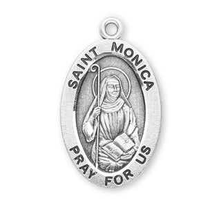 Sterling Silver Oval Shaped St. Monica Medal