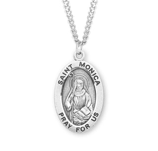 Sterling Silver Oval Shaped Saint Monica Medal