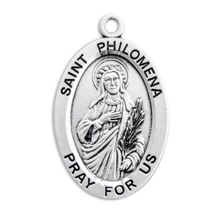 Sterling Silver Oval Shaped St. Philomena Medal