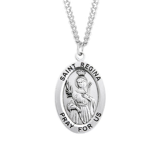 Sterling Silver Oval Shaped Saint Regina Medal