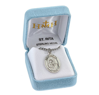 Sterling Silver Oval Shaped St. Rita Medal