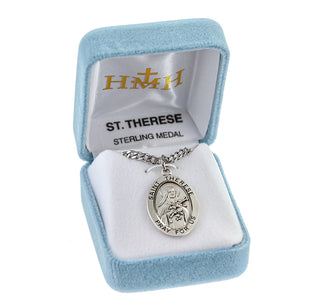 Sterling Silver Oval Shaped St. Therese Medal