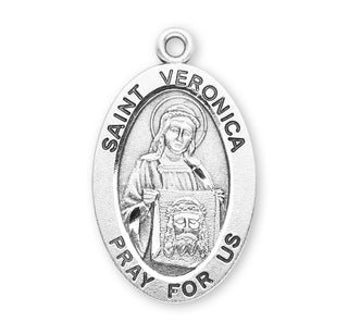 Sterling Silver Oval Shaped St. Veronica Medal