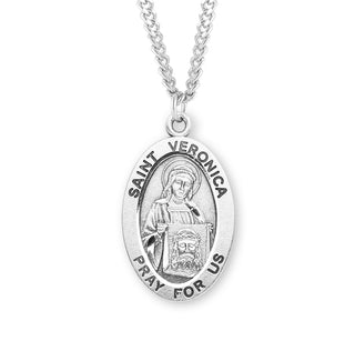 Sterling Silver Oval Shaped Saint Veronica Medal