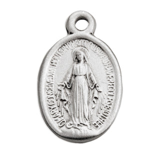 1/2-inch Sterling Silver Oval Miraculous Medal with 13-inch Chain