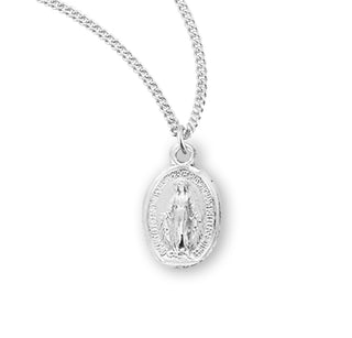 1 2 Inch Sterling Silver Oval Miraculous Medal With 13 Inch Chain