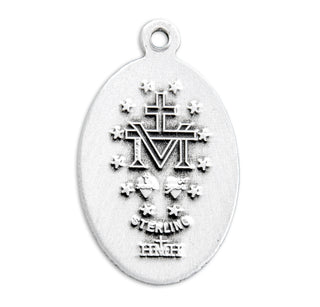 3/4-inch Sterling Silver Oval Miraculous Medal with 18-inch Chain