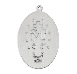 1 3/8-inch Sterling Silver Oval Profile Style Miraculous Medal with 27" Chain