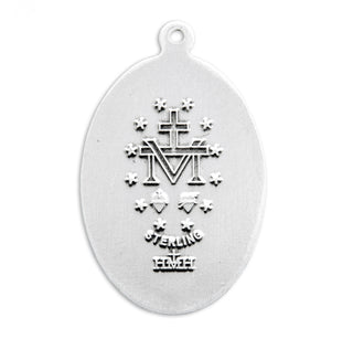 1 1/8-inch Sterling Silver Oval Miraculous Medal with 24-inch Chain