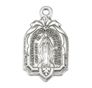 7/8-inch Sterling Silver Miraculous Medal with 18-inch Chain
