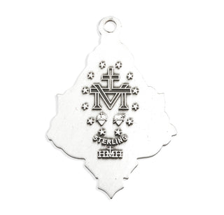 Sterling Silver Miraculous Medal with Pink Epoxy Flowers