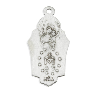 7/8-inch Sterling Silver Miraculous and Scapular Medal with 18-inch Chain