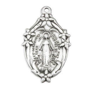 7/8-inch Sterling Silver Miraculous Medal with 18-inch Chain