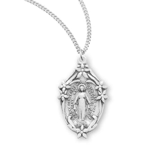 7 8 Inch Sterling Silver Miraculous Medal With 18 Inch Chain 2