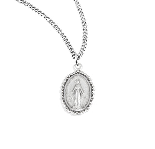 5 8 Inch Sterling Silver Oval Miraculous Medal With 13 Inch Chain