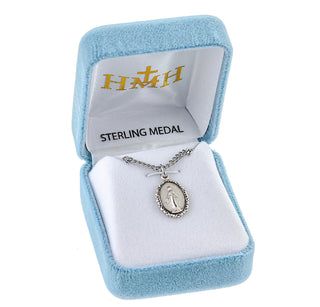 5/8-inch Sterling Silver Oval Miraculous Medal with 13-inch Chain