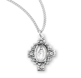 15 16 Inch Sterling Silver Miraculous Medal With 18 Inch Chain
