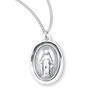 7 8 Inch Sterling Silver Oval Miraculous Medal With 18 Inch Chain 2