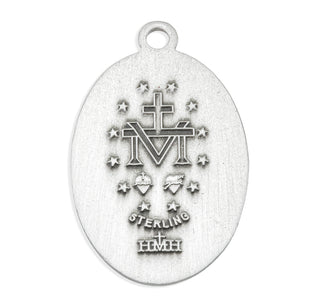 1 1/16-inch Sterling Silver Oval Miraculous Medal with 24-inch Chain