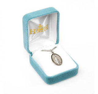 7/8-inch Sterling Silver Oval Miraculous Medal | 18-inch Chain