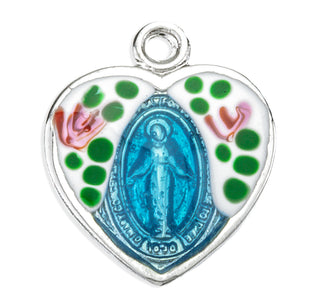 Sterling Silver Heart Shaped Miraculous Medal