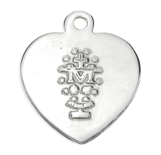 Sterling Silver Heart Shaped Miraculous Medal