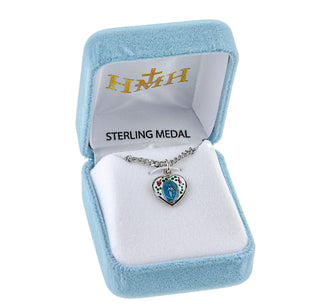 Sterling Silver Heart Shaped Miraculous Medal