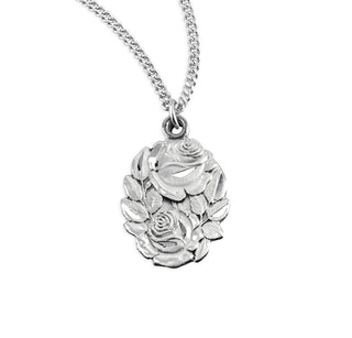 Sterling Silver Double Slide Rose Bud Miraculous Medal