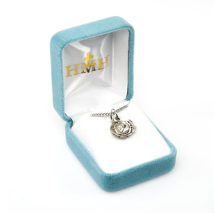 Sterling Silver Small Rose Bud Triple Slide Medal