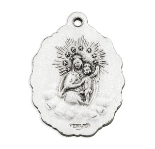 7/8-inch Sterling Silver Scapular Medal with Finest Austrian Crystal Stones 18-inch Chain