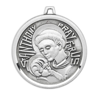 Saint Anthony Round Sterling Silver Medal