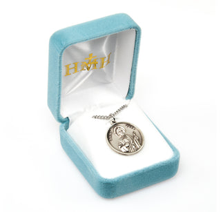 15/16-inch Round Sterling Silver St. Jude Medal with 18-inch Chain