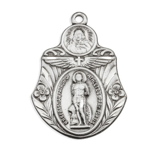 Sterling Silver Badge Shaped St. Sebastian Medal